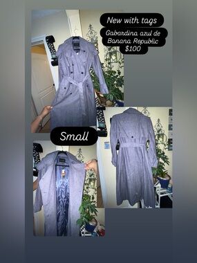 Banana Republic Heather Gray Double-Breasted Trench Coat
